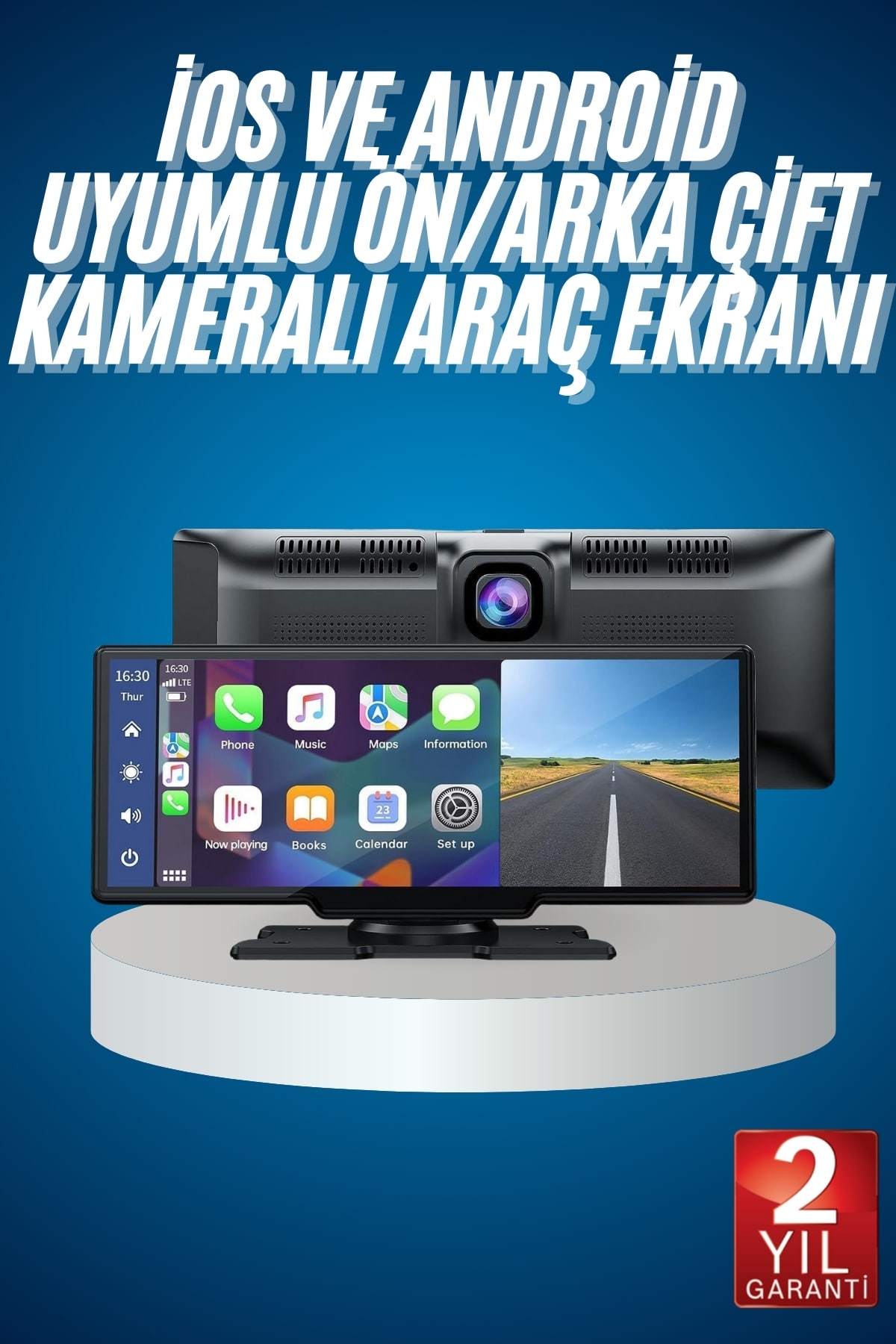 4K Ultra Araç İçi Ön ve Arka Kameralı Ekran HD 2 Kameralı Torpido Üstü Araç Multimedya - Lisinya