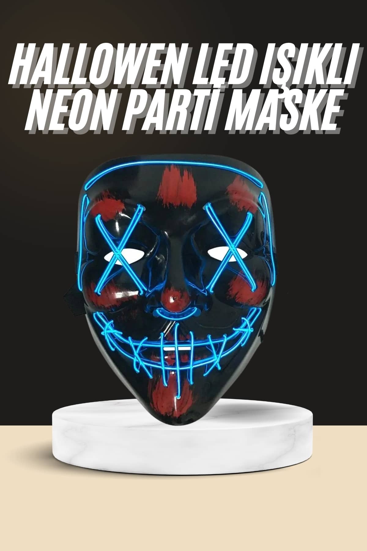 Işıklı Led Maske Parti Eğlence Maskesi Hallowen Neon Maske - Lisinya