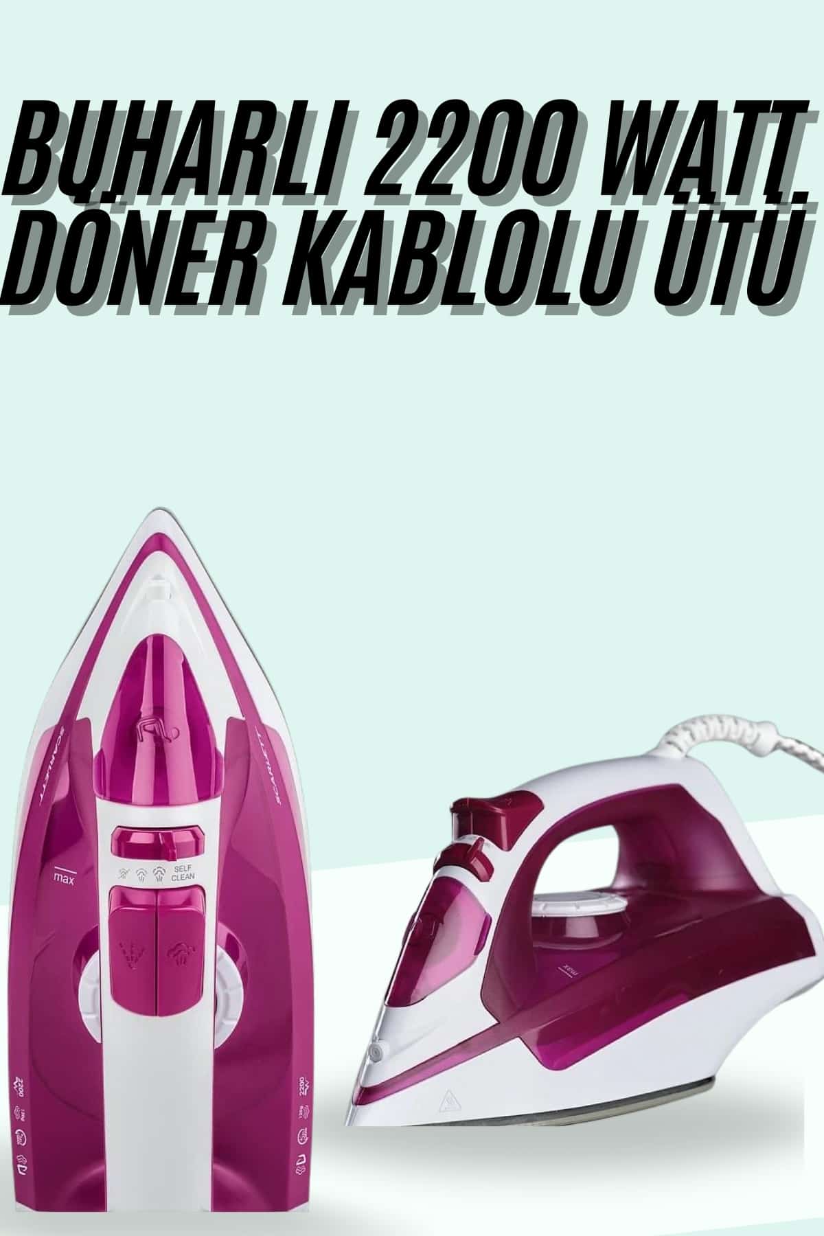 Buharlı Ütü 2200 Watt Seramik Tabanlı Taşınabilir Kablolu Ütü - Lisinya