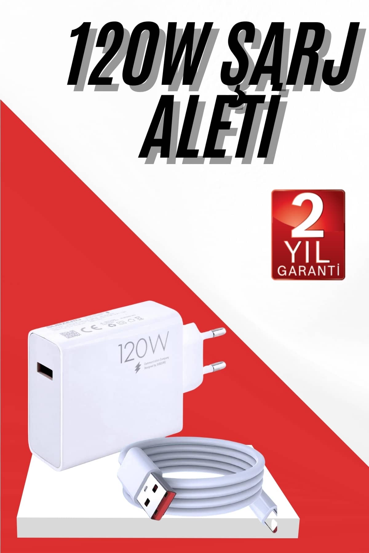 120W Şarj Aleti Hızlı Çift Turbo Şarj Aleti Seti Beyaz - Lisinya