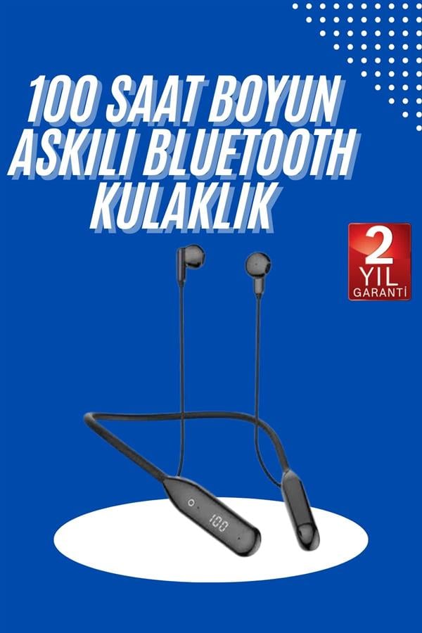 100 Saat Kablolu Boyun Askılı Dijital Göstergeli Bluetooth Kulaklık - Lisinya