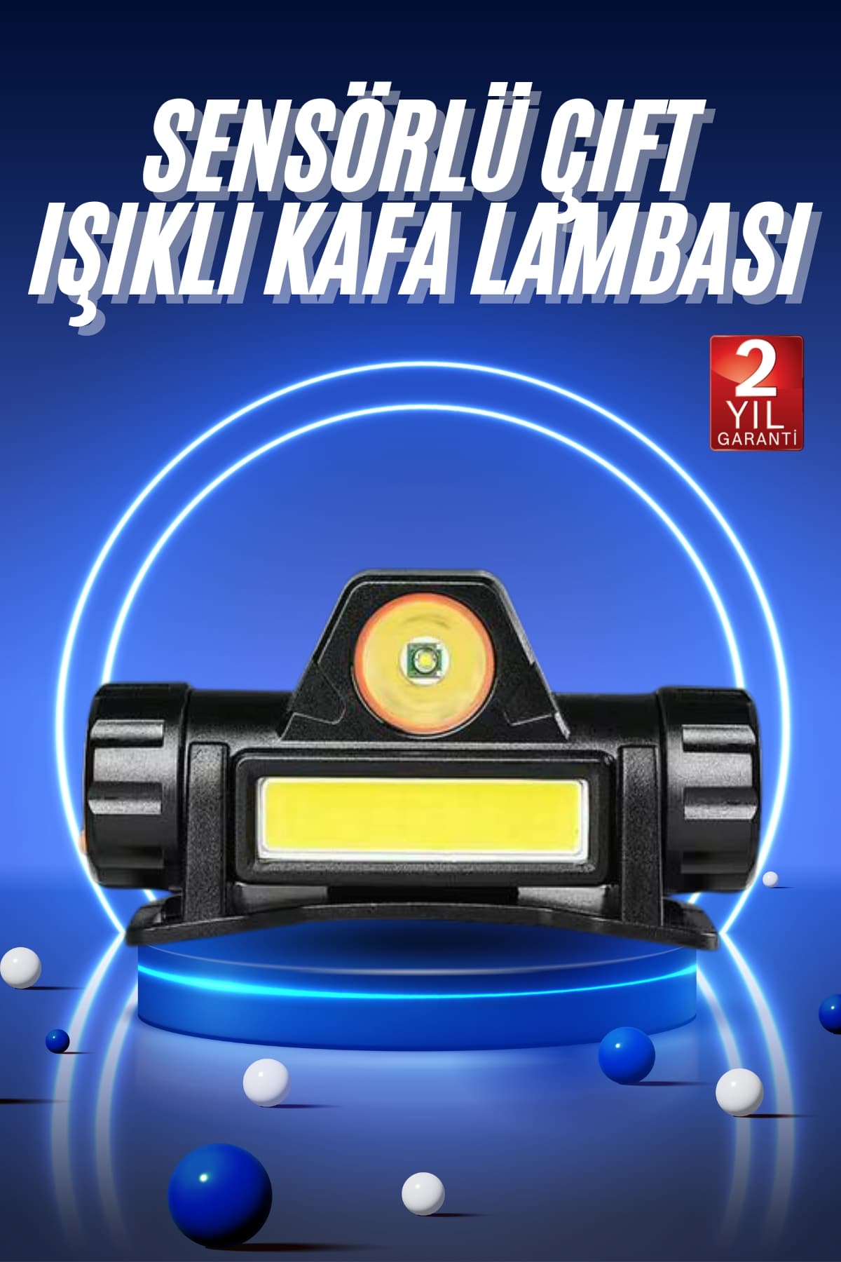 Ledli Şarjlı Kafa Lambası LED Şarjlı Su Geçirmez Kafa Feneri - Lisinya