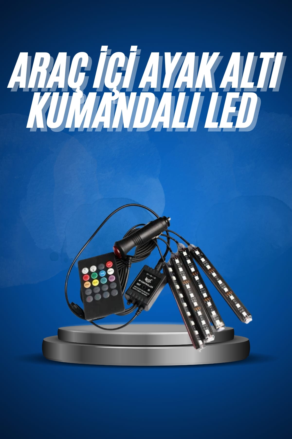 Araç İçi Ayak Altı Led 12 Led Işık Sese Müziğe Duyarlı RGB Işıklı Aydınlatma Seti - Lisinya