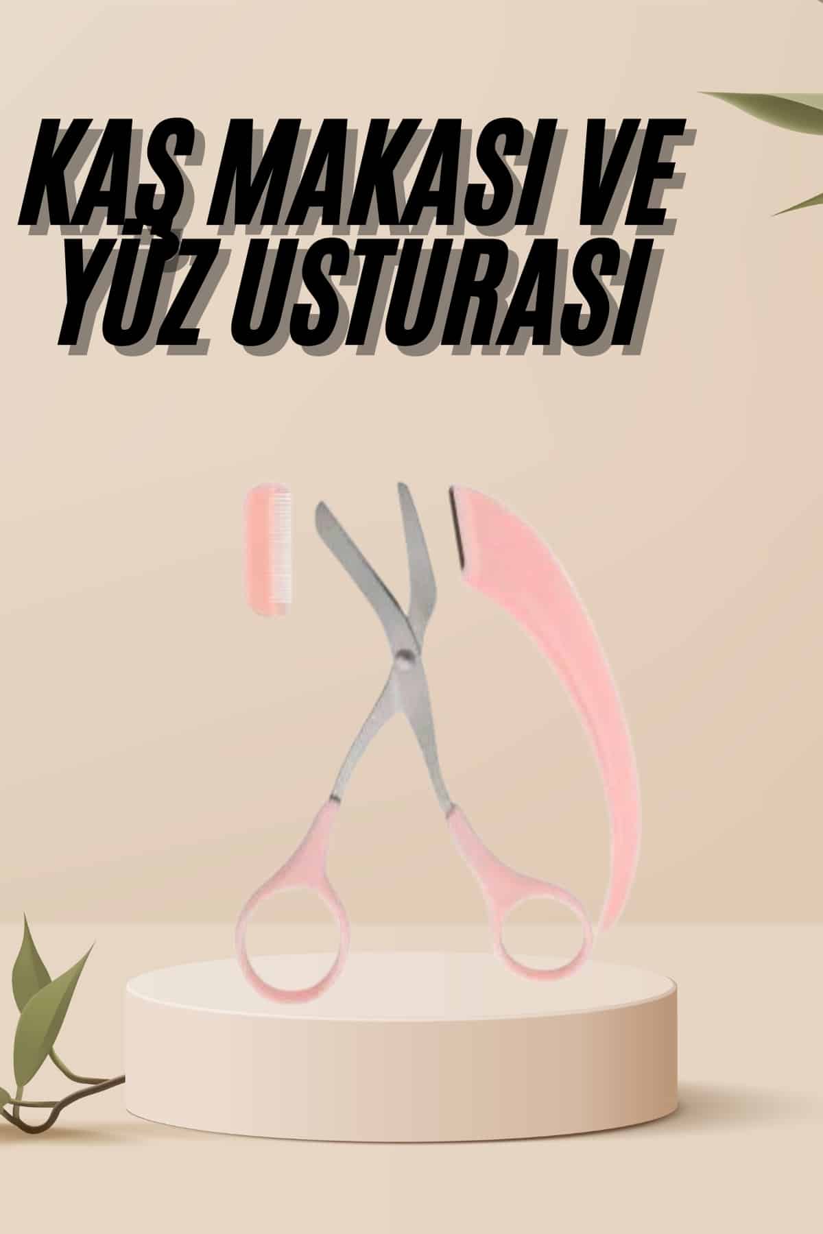 Kavisli Kaş Kirpik Düzeltici Bıyık Alma Taraklı Kaş Makası Yüz Bakım Seti Makas - Lisinya