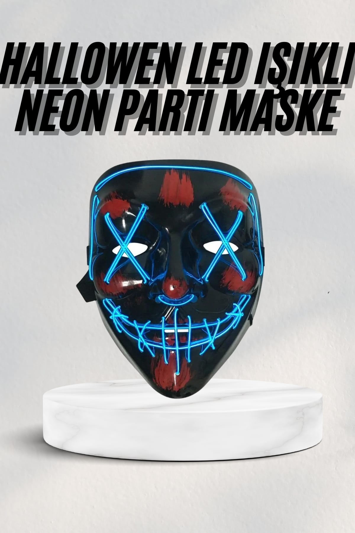 Led Işıklı Neon Maske Cadılar Bayramı Maskesi Korkunç Korku Maskesi - Lisinya