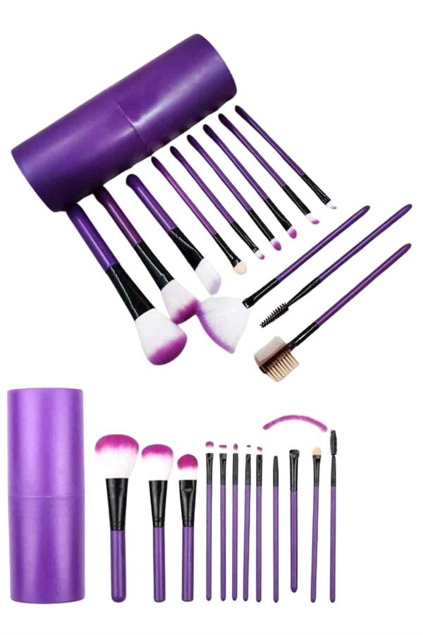 12 Parça Yumuşak Uçlu Makyaj Fırça Set-Göz ve Yüz Makyajı İçin Fırça Seti Profesyonel Makyaj Seti - Lisinya