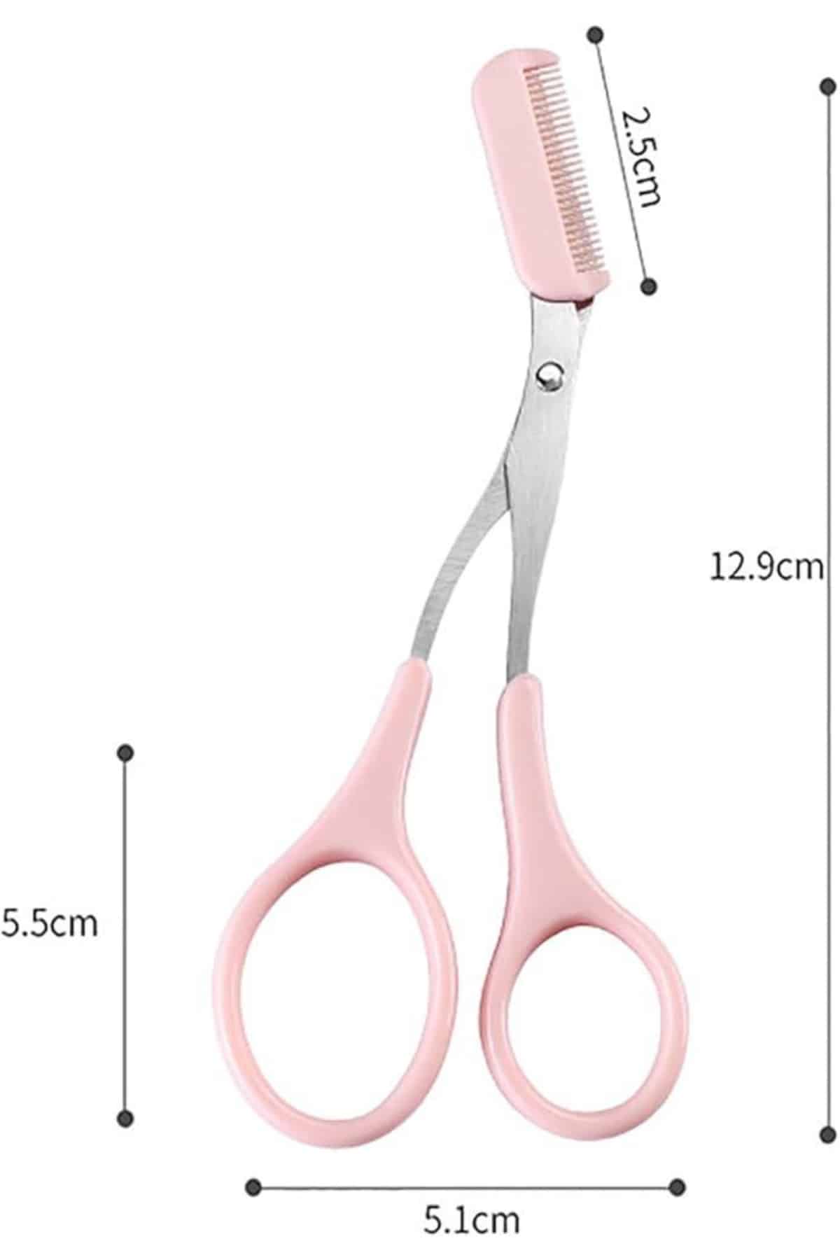 Kavisli Kaş Kirpik Düzeltici Bıyık Alma Taraklı Kaş Makası Yüz Bakım Seti Makas - Lisinya