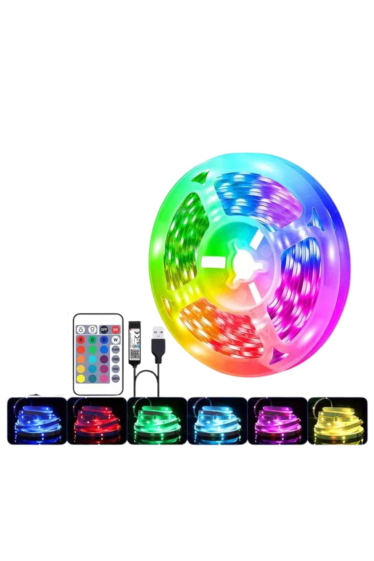 RGB Şerit Led 10 Metre Led Işık Kumanda ile Kontrol RGB - Lisinya