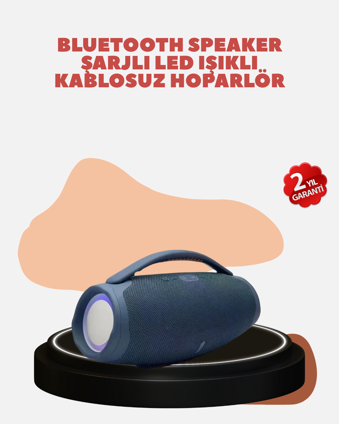 Renkli LED Efektli Suya Dayanıklı Taşınabilir Kablosuz Hoparlör - Lisinya