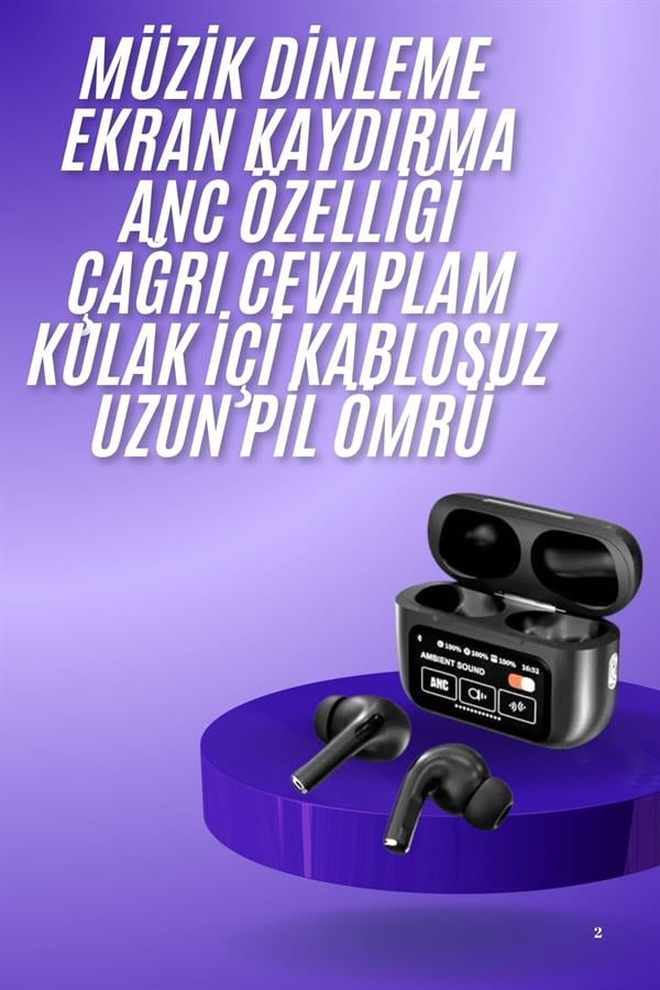 2.Nesil Pro Ekranlı Sesli Görüşme Yapabilen Kablosuz Bluetooth Kulaklık - Lisinya
