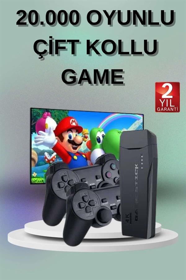 2 Kollu Kablosuz 2.4G Retro Oyunlar 4k Game Stick 3500 Oyun Atari - Lisinya