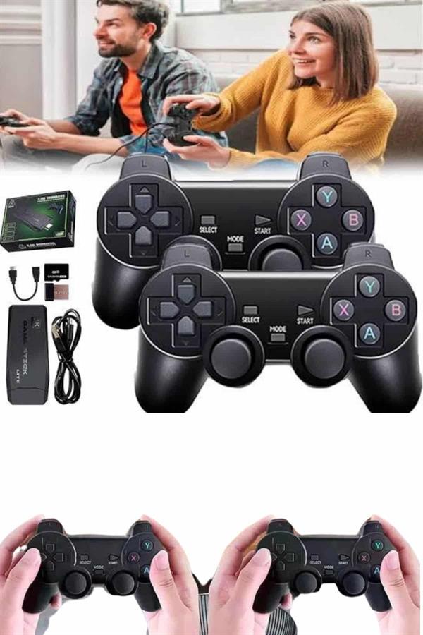 2 Kollu Kablosuz 2.4G Retro Oyunlar 4k Game Stick 3500 Oyun Atari - Lisinya