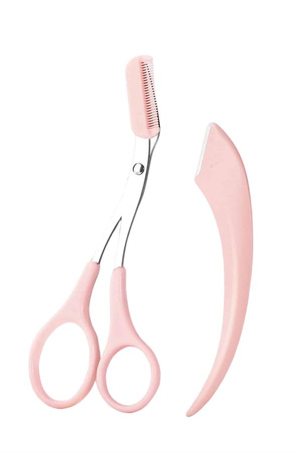 2'li Kaş Bakım Seti Taraklı Kaş Makası Ve Kaş Usturası Kaş Şekillendirici - Lisinya