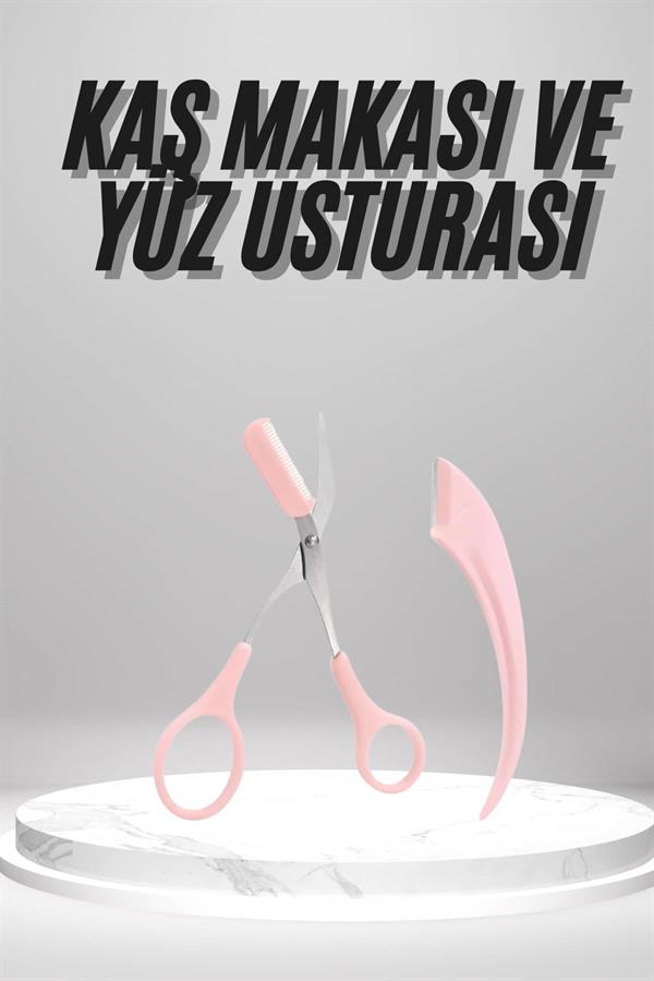 2'li Kaş Bakım Seti Taraklı Kaş Makası Ve Kaş Usturası Kaş Şekillendirici - Lisinya