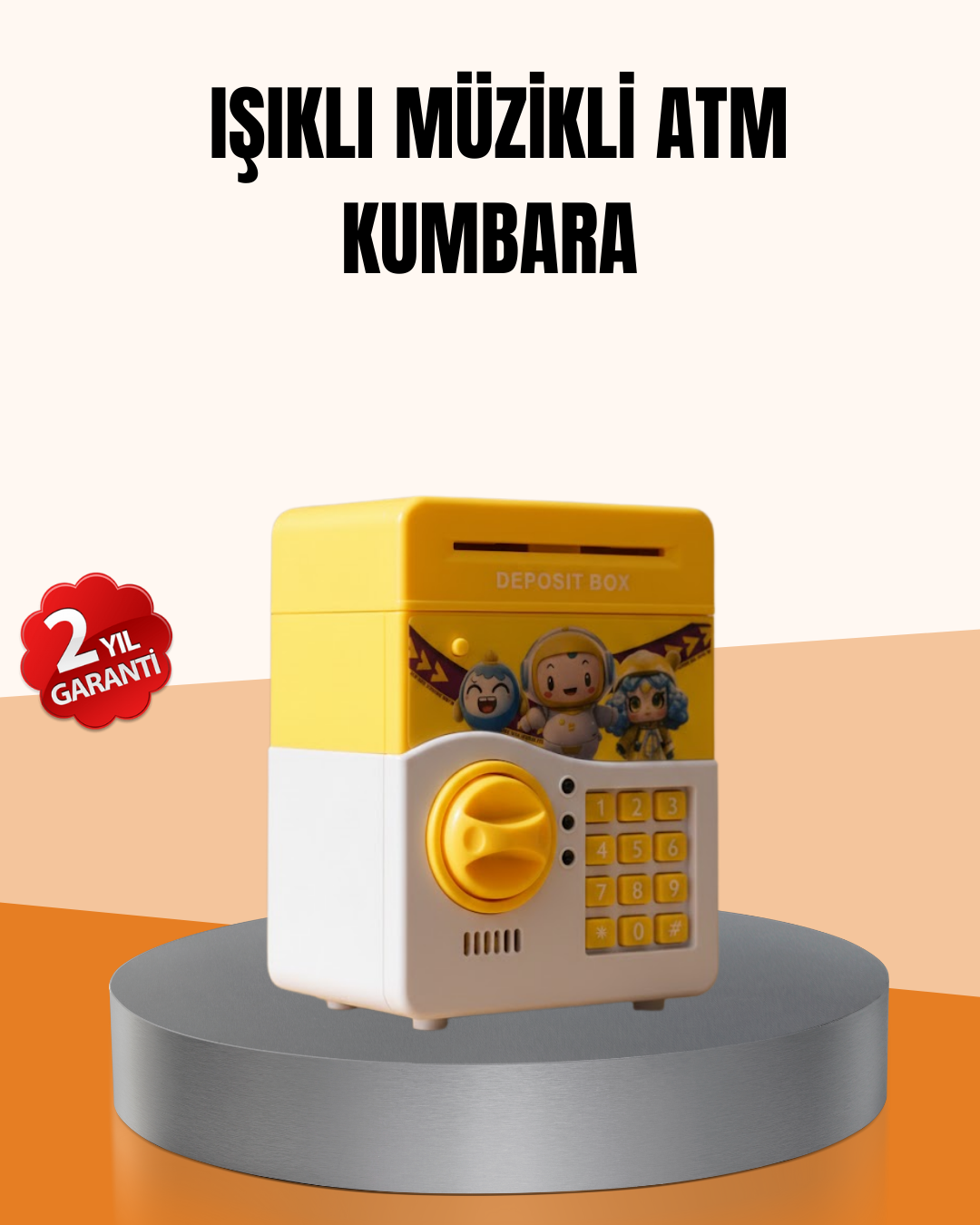 ATM Tasarımlı Sarı Işıklı Sesli Elektronik Kumbara - Lisinya