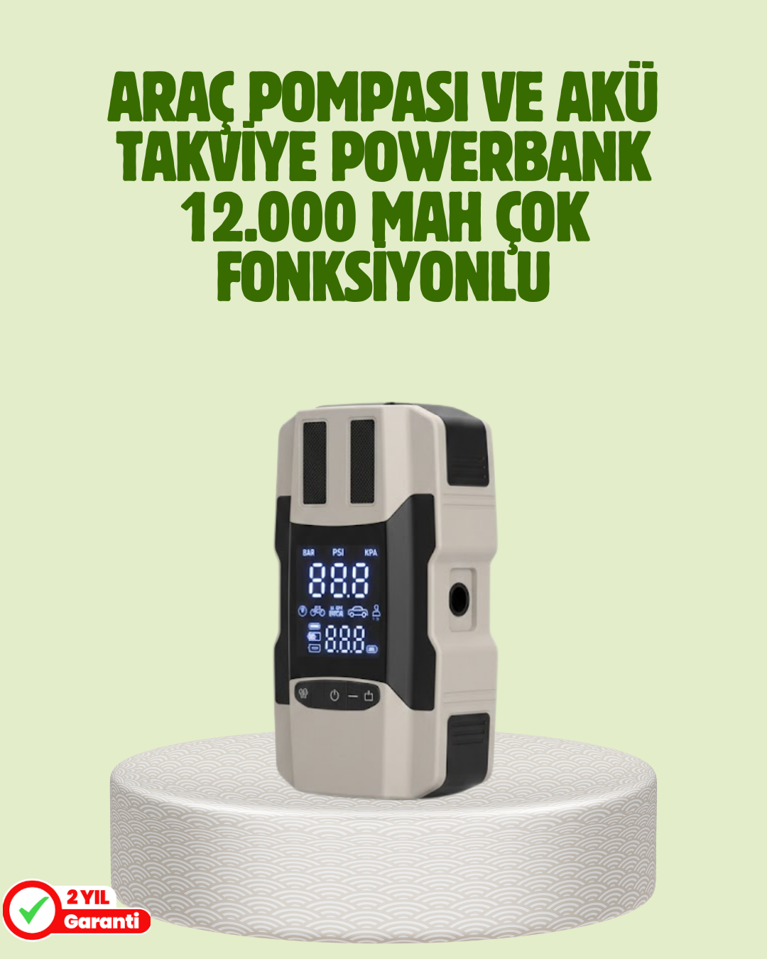 12V Uyumlu Çok İşlevli Akıllı Araç Lastik Pompası - Lisinya