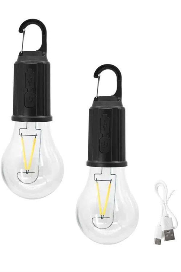 3 Farklı Mod LED'li Şarjlı Asma Kancalı Kamp Lambası Taşınabilir Ampul - Lisinya