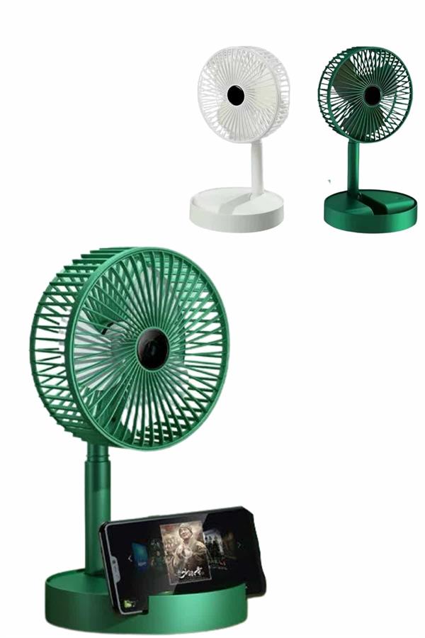 3 Kademe Hız Ayarlı Vantilatör Telefon Standlı Şarjlı Katlanabilir Soğutucu Pervane - Lisinya