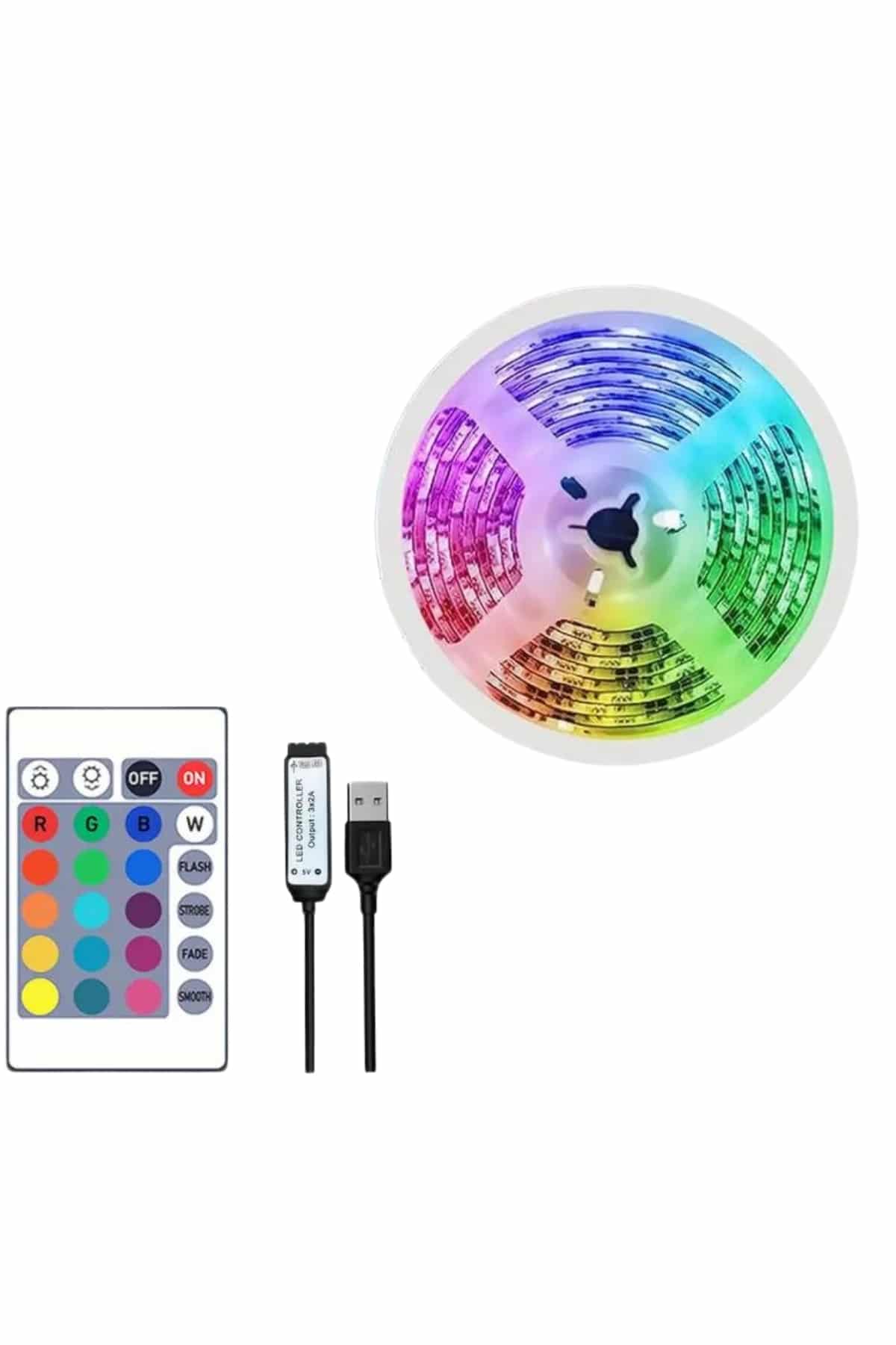 10M Şerit Led İç Mekan Renkli Rgb Şerit Led Kumandalı - Lisinya