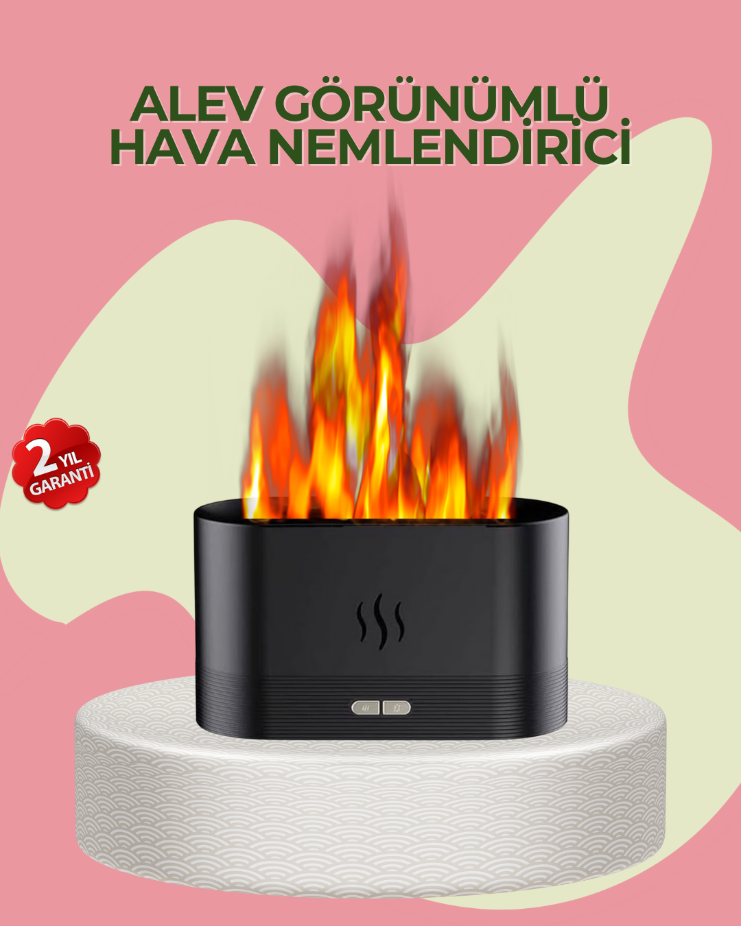 Kumandalı Alev Görünümlü LED Hava Nemlendirici Buhar Makinesi - Lisinya