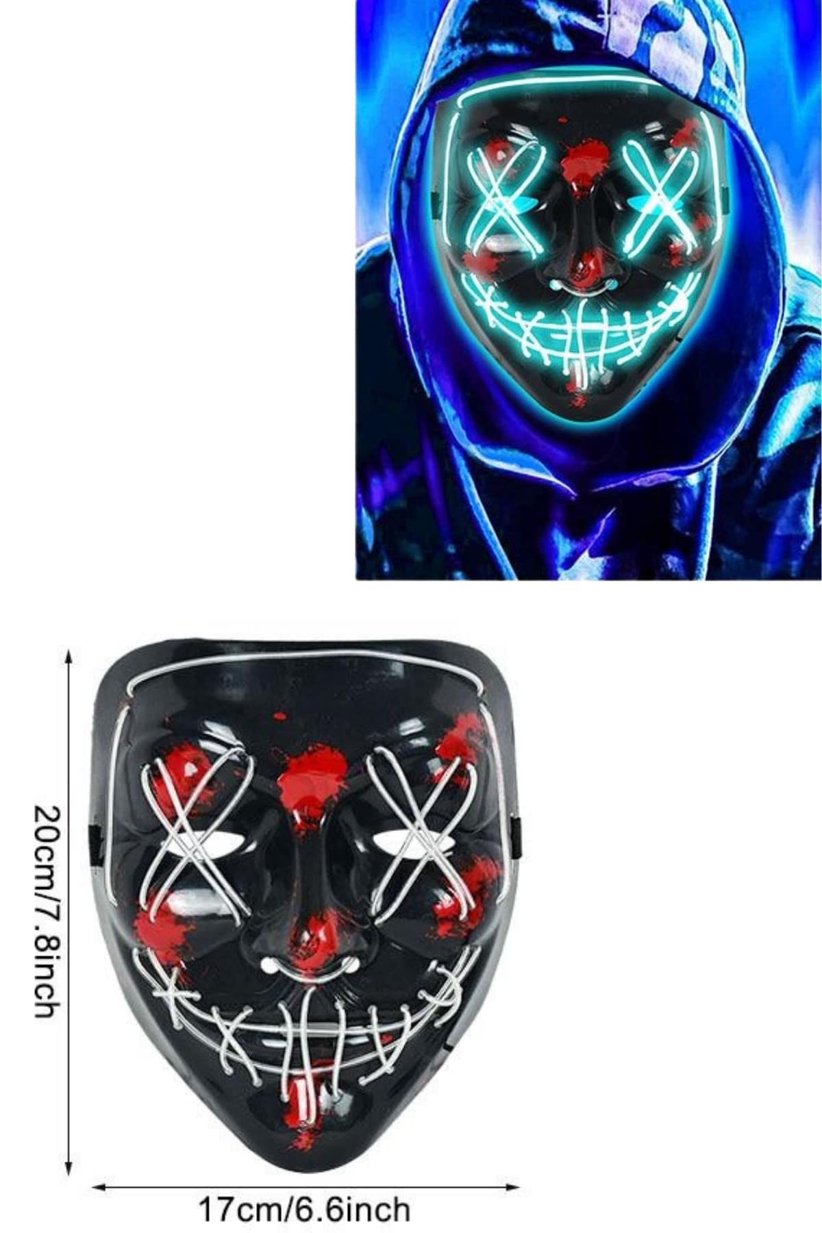 Işıklı Led Maske Parti Eğlence Maskesi Hallowen Neon Maske - Lisinya