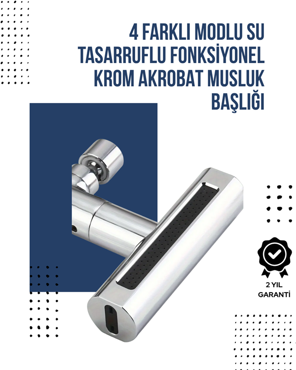 4 Modlu Musluk Başlığı | Şelale, Yağmur, Sprey, Köpük Akışı | Yüksek Basınç Performansı | Modern Tasarım - Lisinya