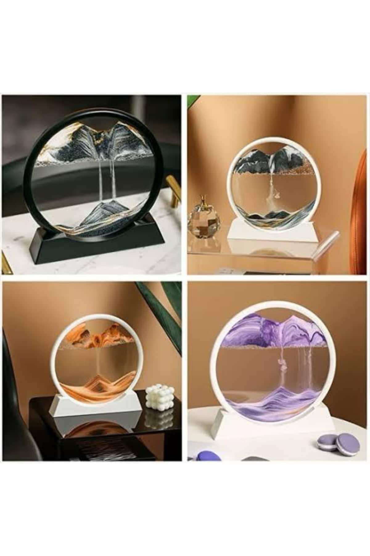 3D Led Işıklı Kum Saati Gece Lambası Hareketli Sulu Kum Saati Dekoratif - Lisinya