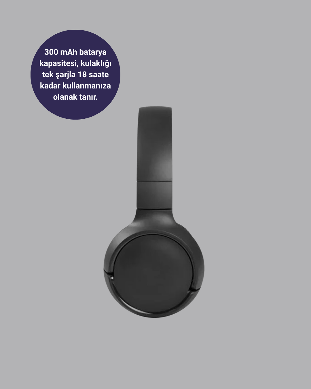 Bluetooth 5.0 Siyah Kablosuz Kulaklık 18 Saat Batarya Katlanabilir Tasarım - Lisinya