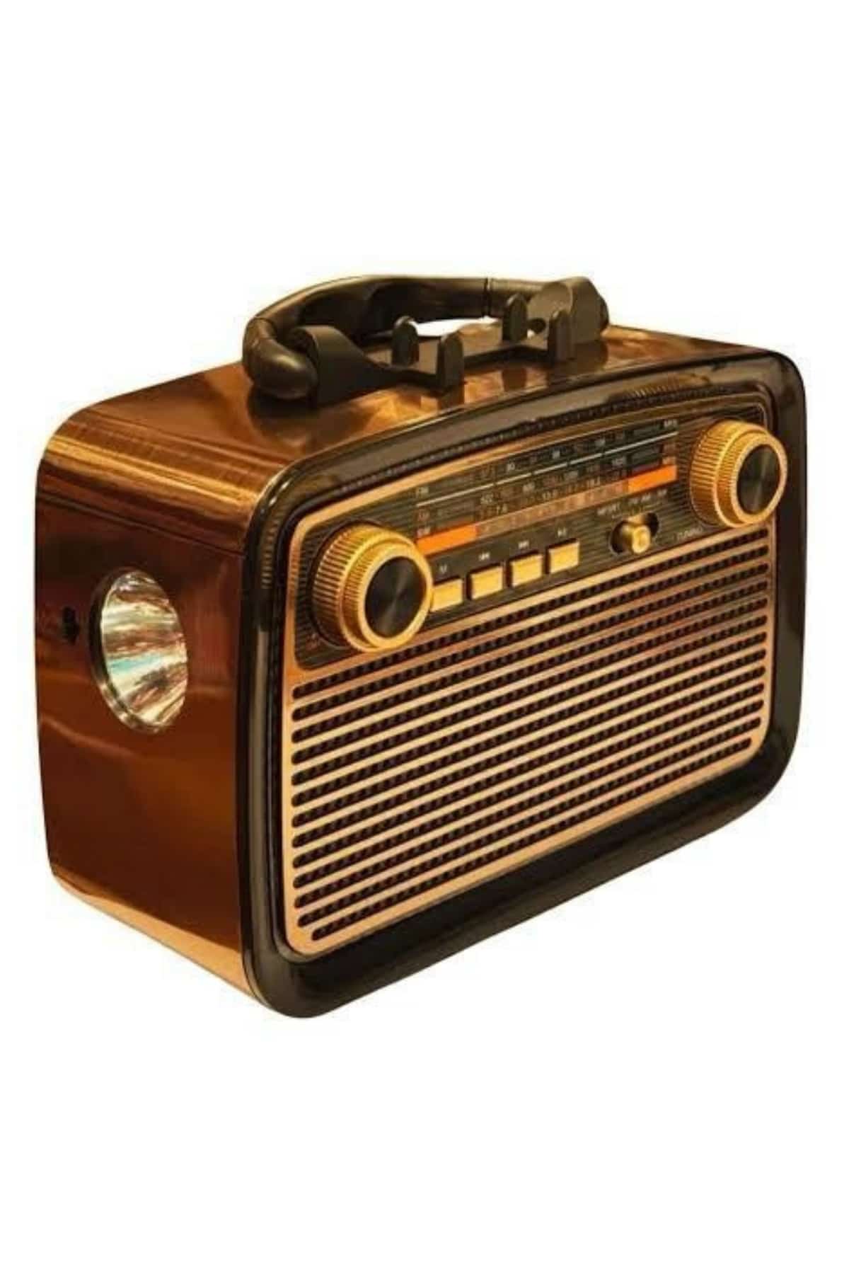 Nostalji Radyo Bluetooth Hoparlör USB-SD Kart Giriş Led Fener Işıklı Bataryalı Pilli - Lisinya