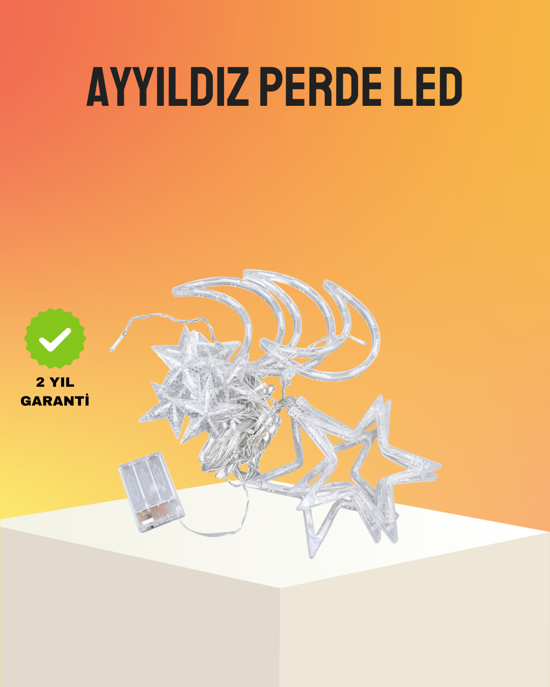 Yanıp Sönen ve Sabit Modlu Yıldız Ay Perde Led Işık - Lisinya