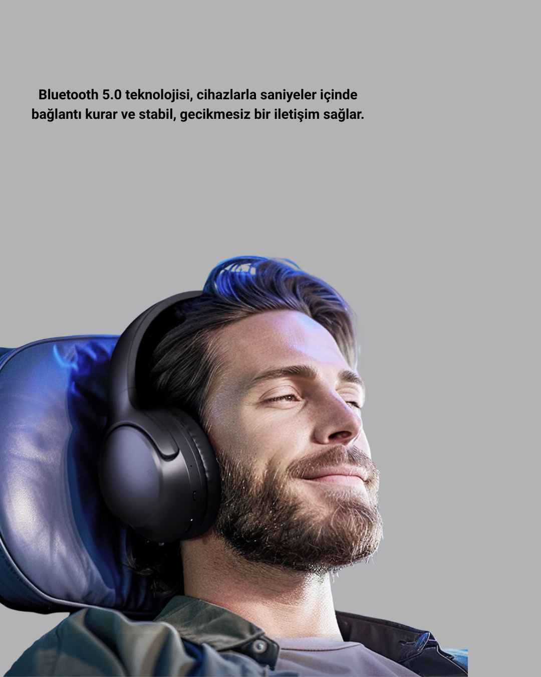 Bluetooth 5.0 Kulak Üstü Kulaklık – Gürültü Engelleme, Uzamsal Ses, Hızlı Şarj - Lisinya