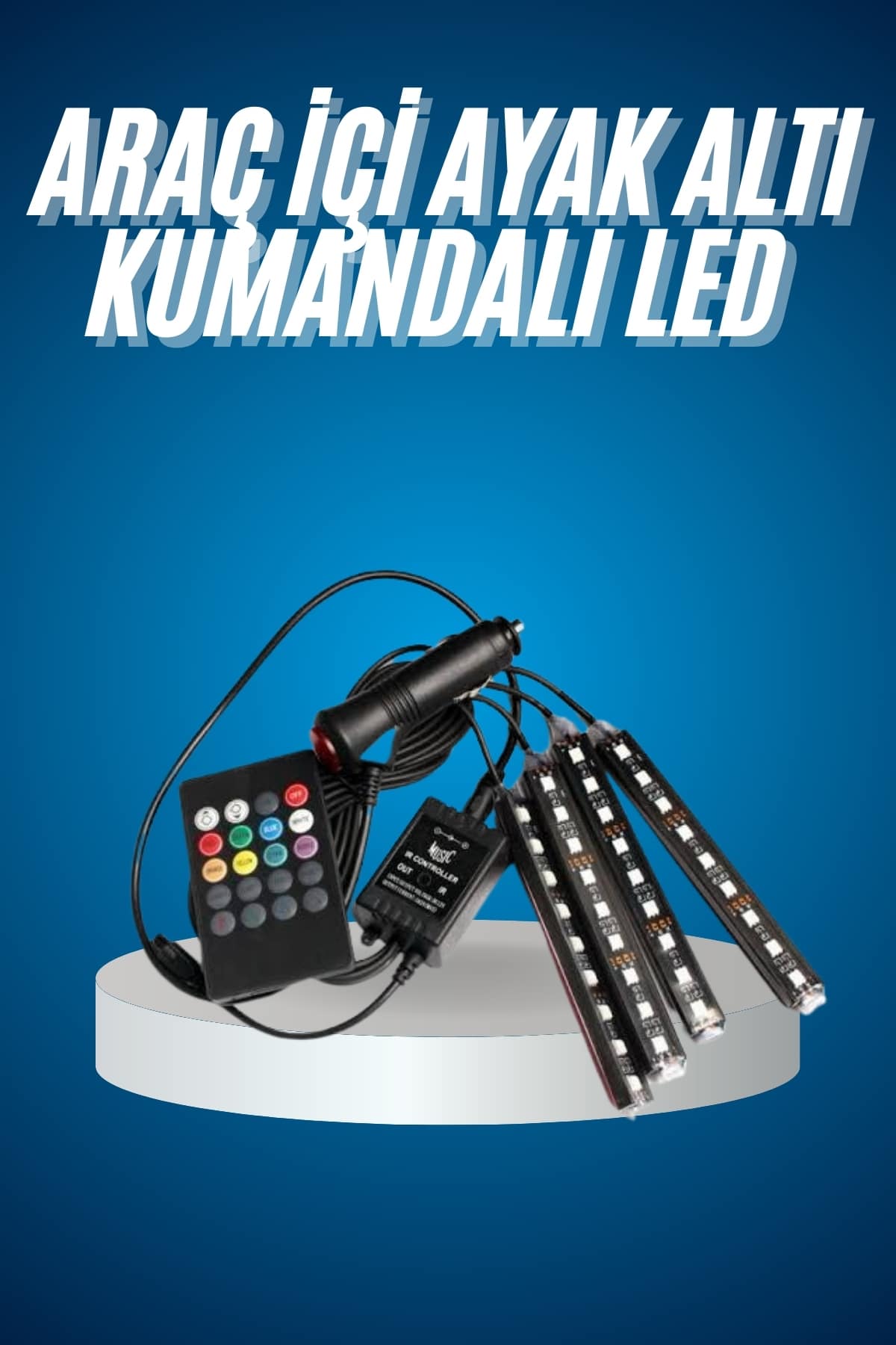 Araç Içi Aydınlatma Kumandalı 12 Led Ayak Altı Led Ambiyans Işığı Sese Duyarlı Kumandalı - Lisinya