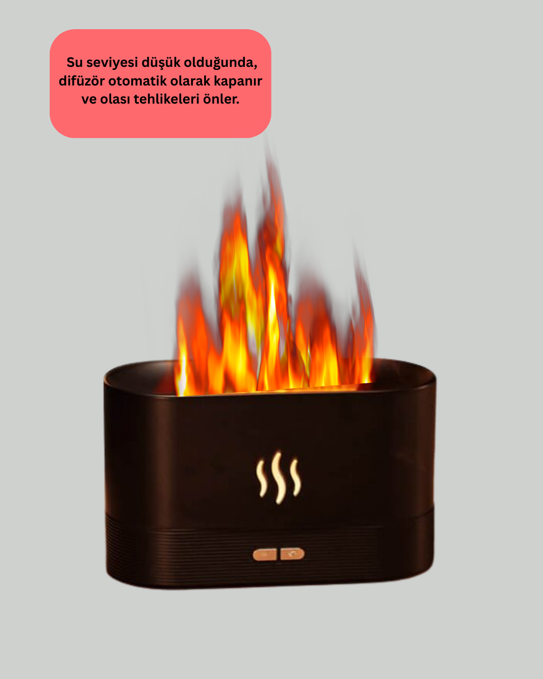 LED Işıklı Buhar Makinesi Alev Efektli Kumandalı Oda Nemlendirici - Lisinya