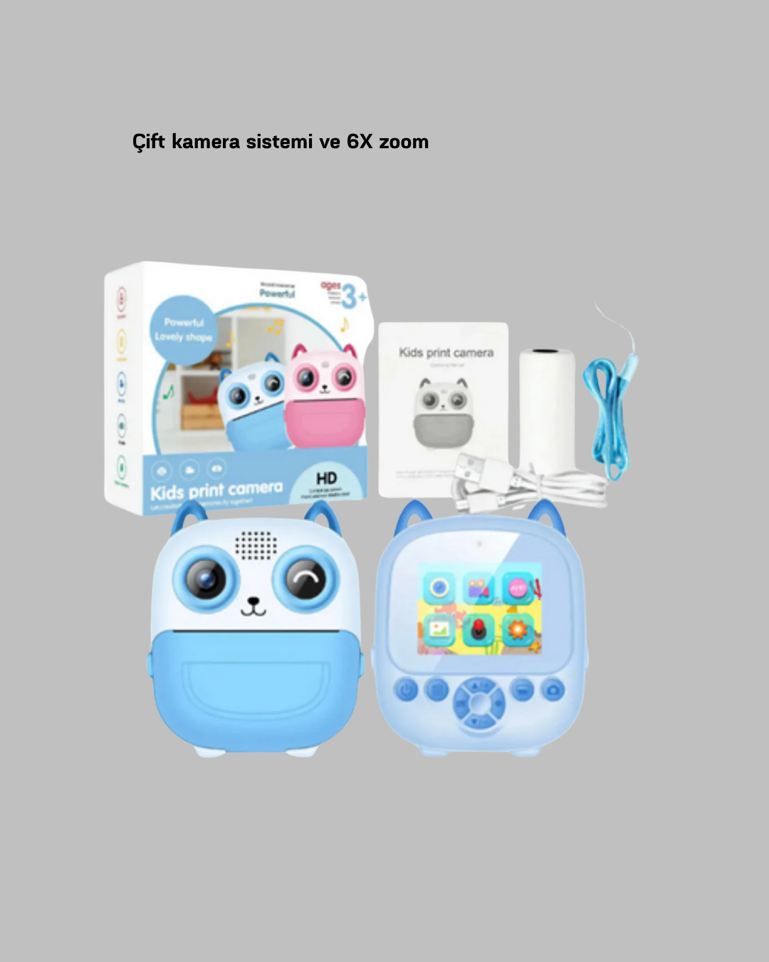 Anında Baskı Özellikli Çocuk Kamerası 48MP 1080P Çift Lens 32GB Destekli - Lisinya