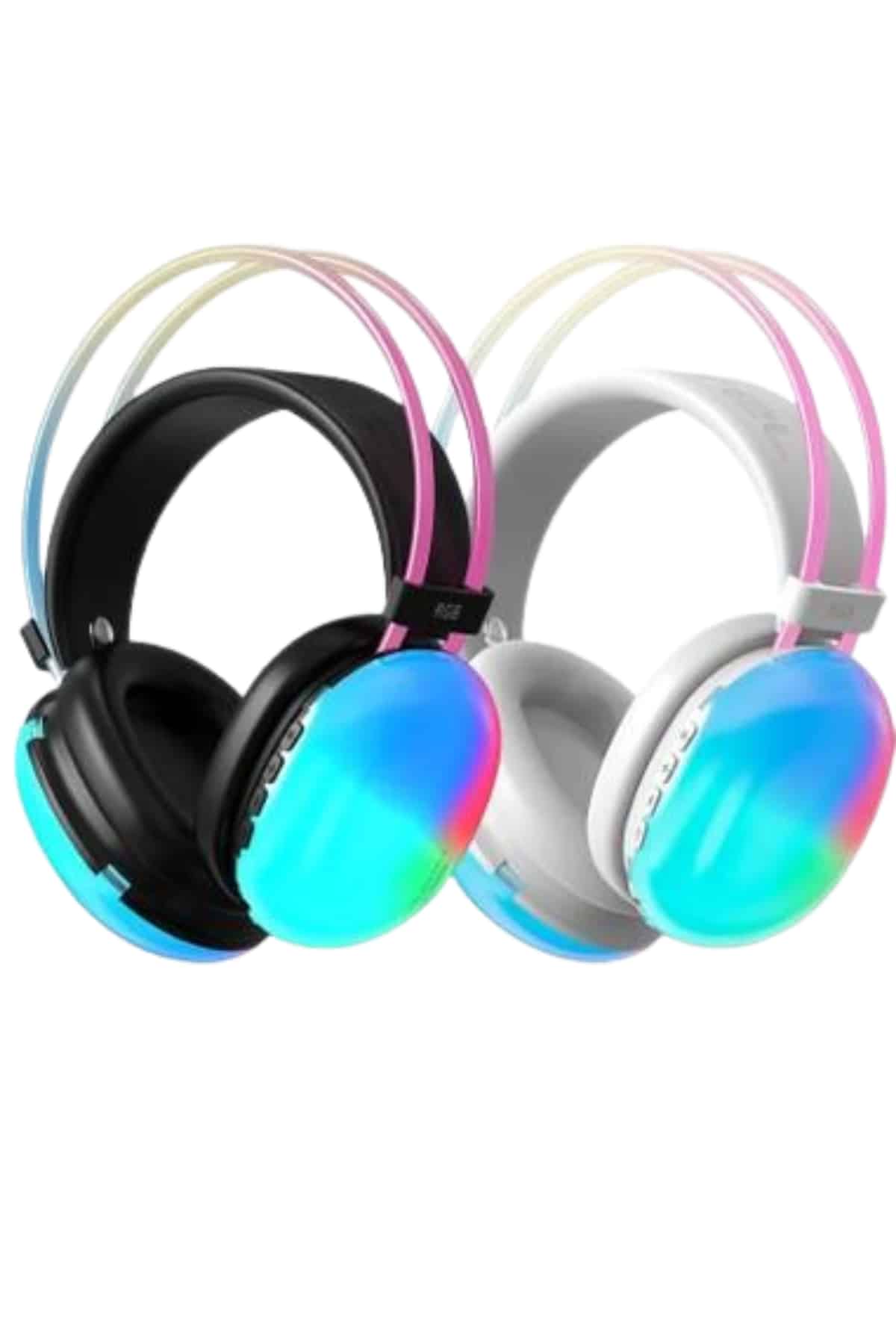 Kulak Üstü Kablosuz Bluetooth Kulaklık Unısex Renkli Işıklı Kulaklık - Lisinya