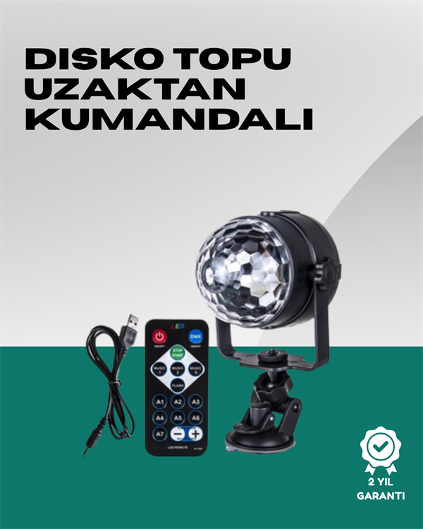 7 Farklı Aydınlatma Modu ve Ses Sensörlü Disko Topu Lambası - Lisinya