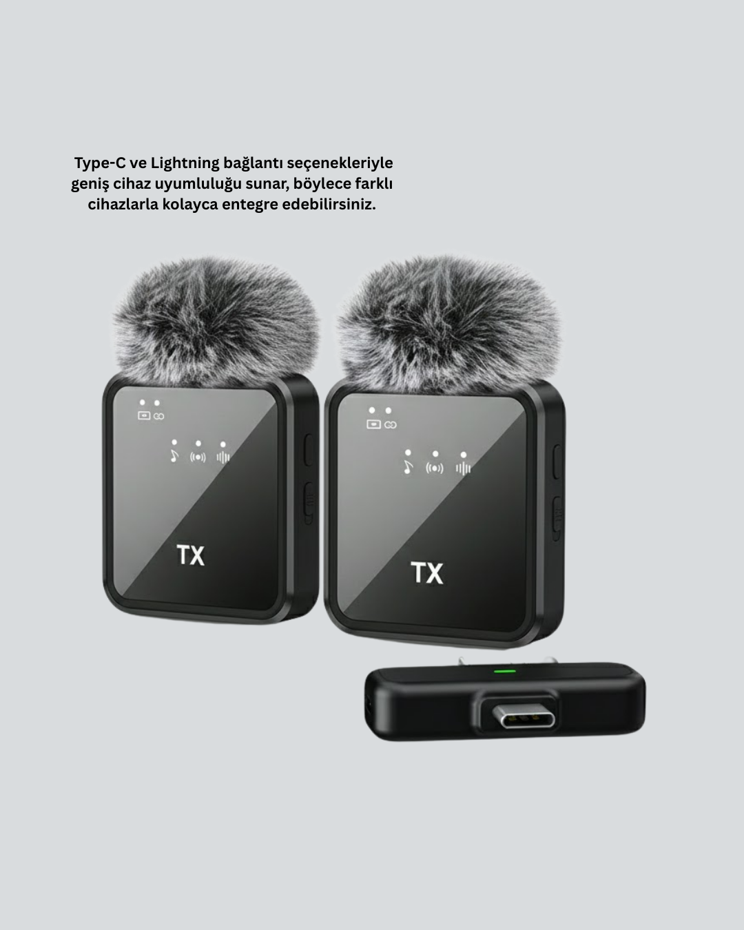 Vlog Podcast ve Röportajlar İçin Kablosuz Çift Yaka Mikrofon - Lisinya