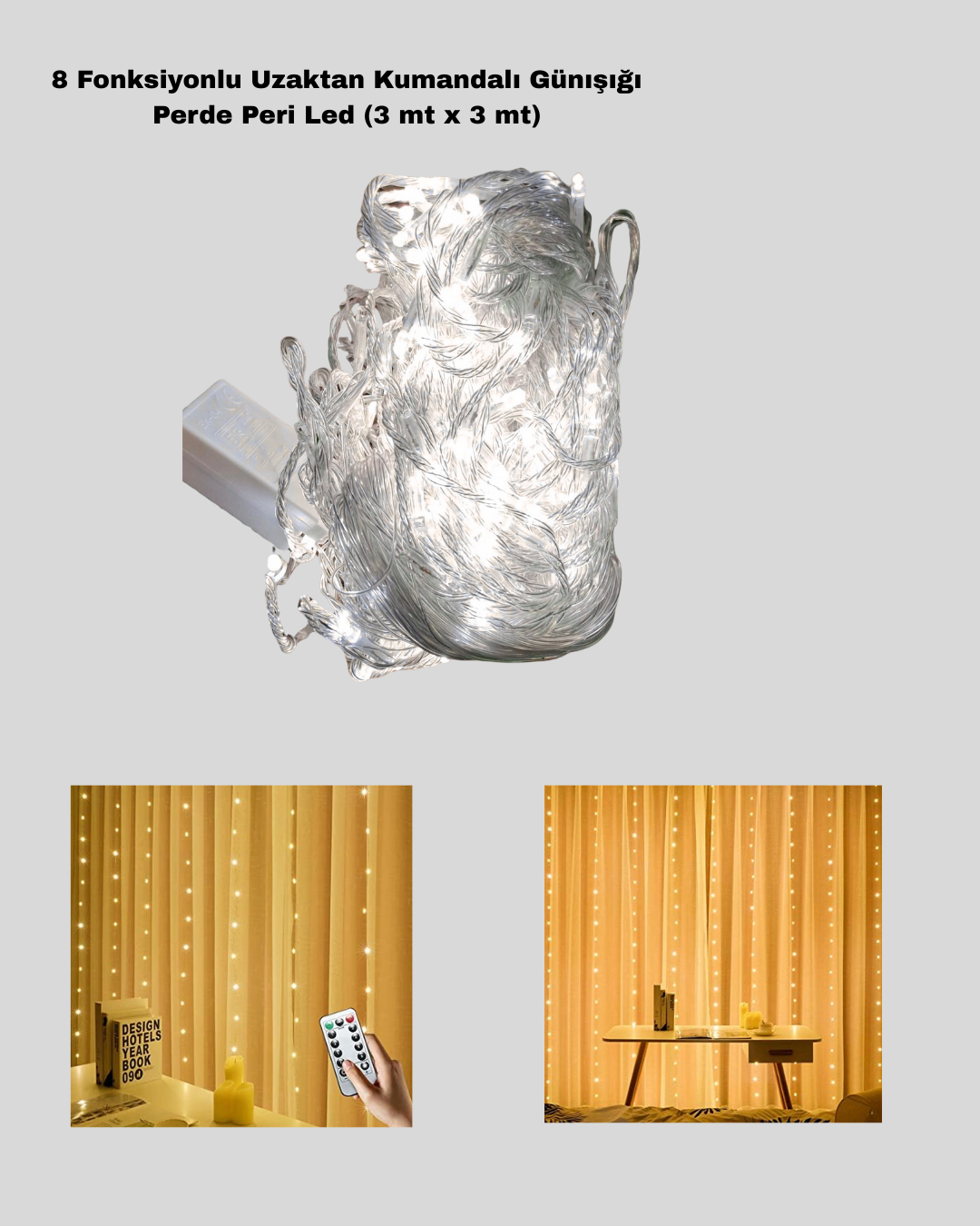 3X3 GÜNIŞIĞI KUMANDALI PERDE - Lisinya