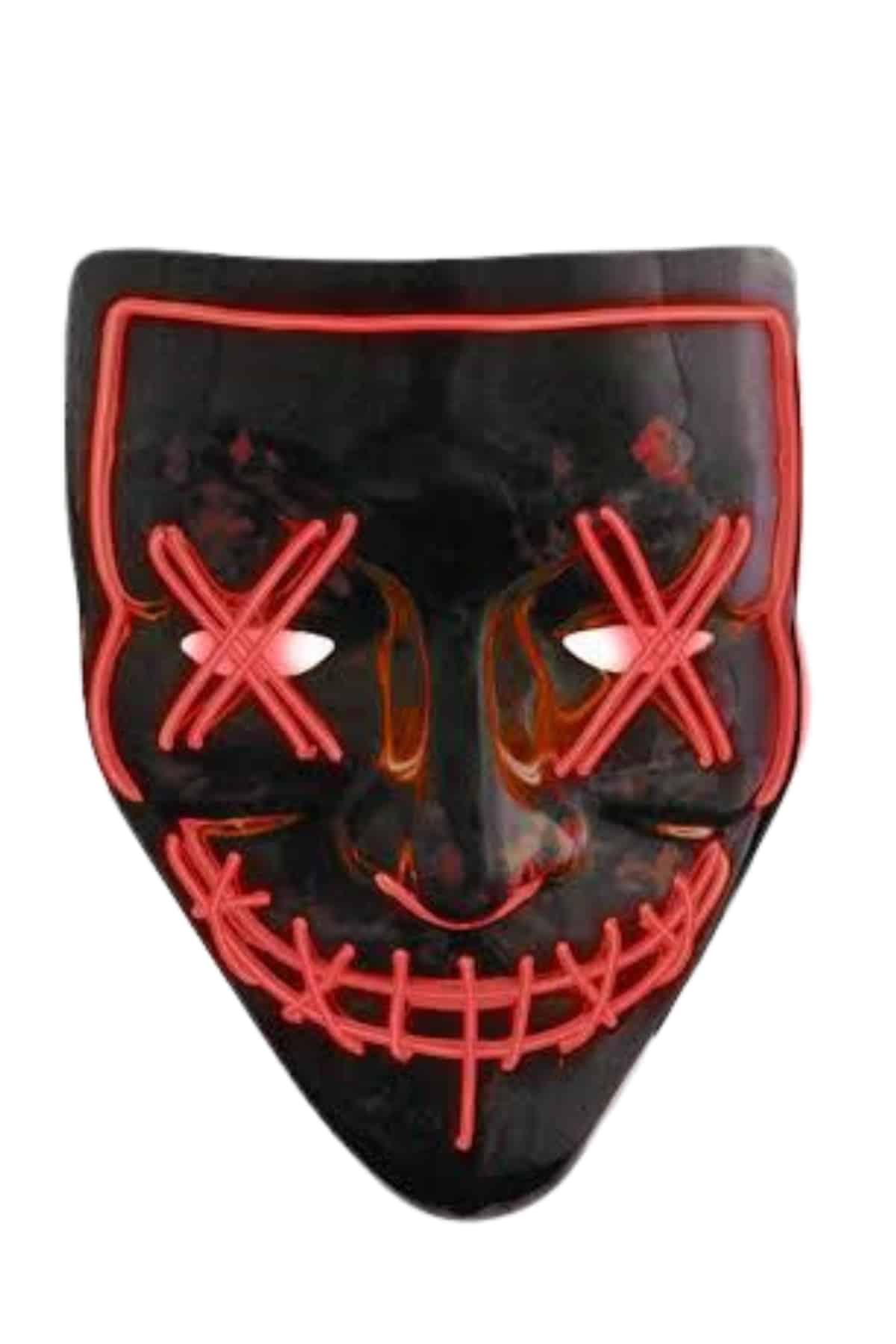 Hallowen Parti Maskesi Neon Led Işıklı Maske 3 Modlu Cadılar Bayramı Maskesi - Lisinya