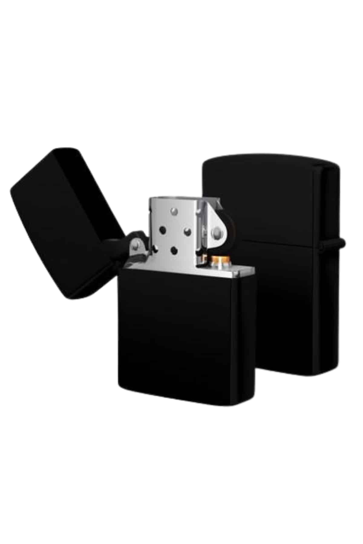 Çakmak Parlak Siyah Zippo Benzinli Çakmak Cep Boy Doldurulabilir - Lisinya