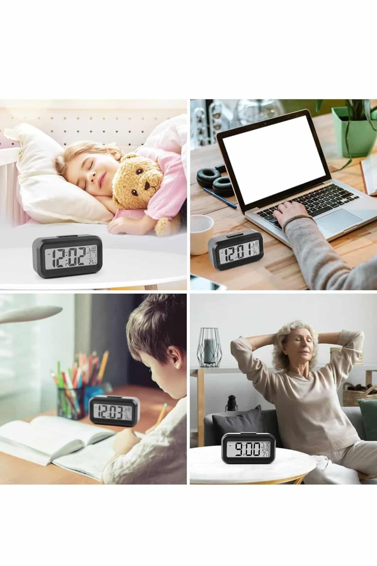 Dijital Işıklı Alarmlı Çalışma Masası Ekran Pilli Çalar Saat - Lisinya