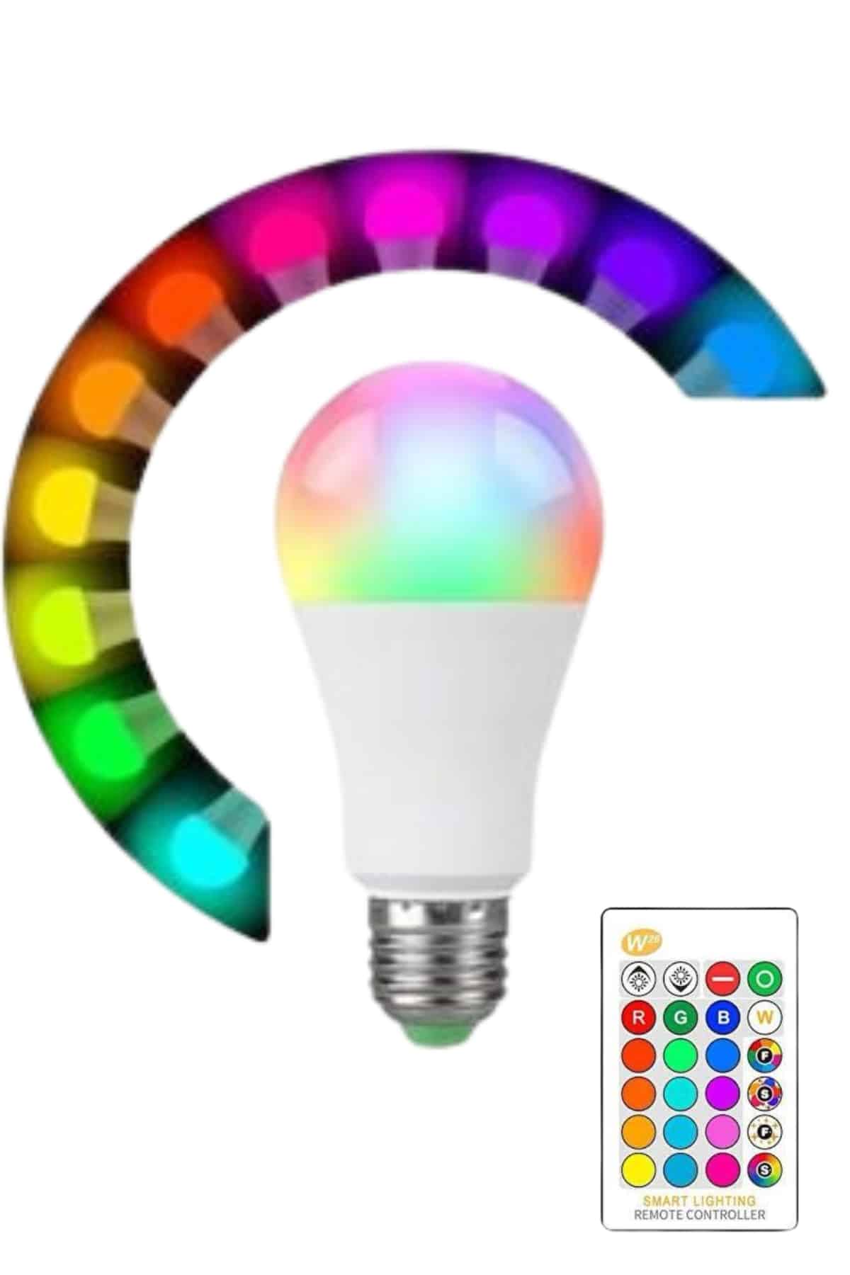 Akıllı RGB Led Ampul Led Uzaktan Kumandalı Renk Değiştiren Ampul - Lisinya