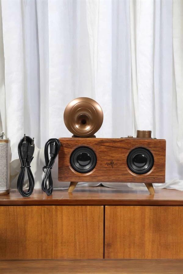 Bluetooth Hoparlör Ahşap Klasik Retro Gramofon Bluetooth Müzik Kutusu - Lisinya