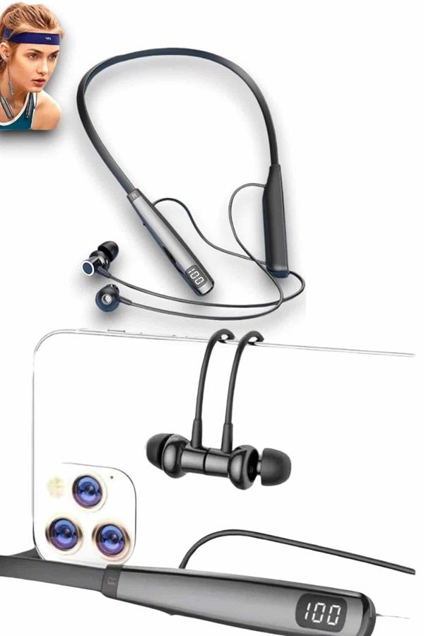 Bluetooth Kulaklık Şarj Göstergeli 100 Saat Şarj Kapasiteli Sporcu Kulaklık - Lisinya