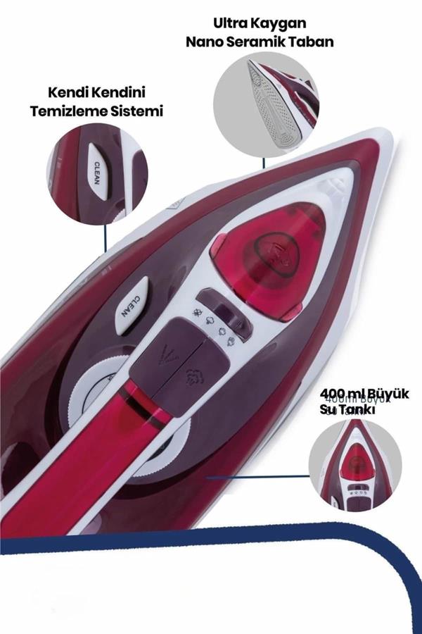 Buharlı Kablolu Ütü 2200 Watt Kireçlenme Önleyici Şok Buharlı - Lisinya