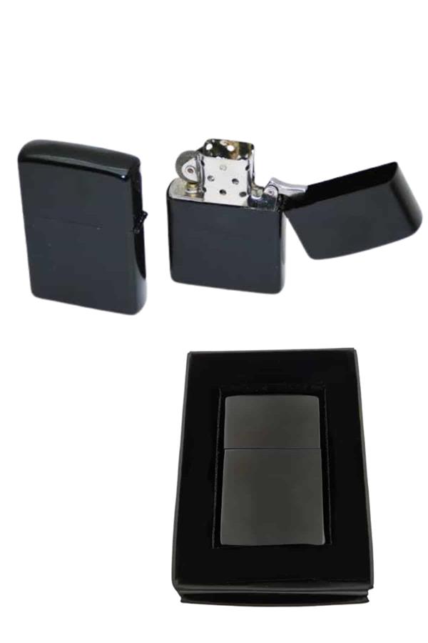 Çakmak Parlak Siyah Zippo Benzinli Çakmak Cep Boy Doldurulabilir - Lisinya