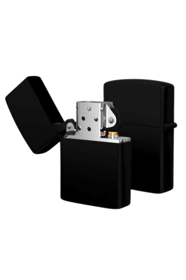 Çakmak Parlak Siyah Zippo Benzinli Çakmak Cep Boy Doldurulabilir - Lisinya