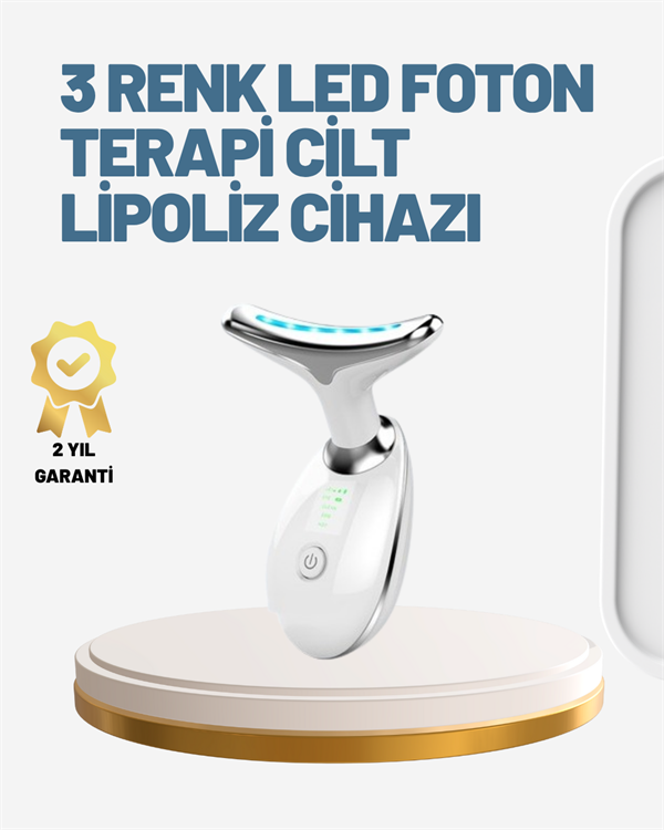 Cilt Yenileyici Şarjlı Güzellik Aleti – Pozitif/Negatif İyon, Titreşimli Masaj ve Kırmızı-Mavi-Yeşil Işıkla - Lisinya
