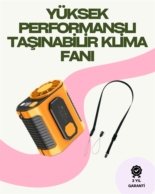 Dijital Göstergeli Turbo Taşınabilir Fan – USB Type-C, 3 Serinlik Modu - Lisinya
