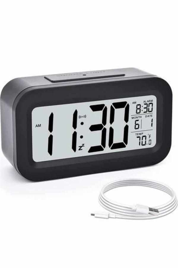 Dijital Masa Saati Takvim Çalar Saat Alarmlı Işıklı Led Ekran Pilli - Lisinya